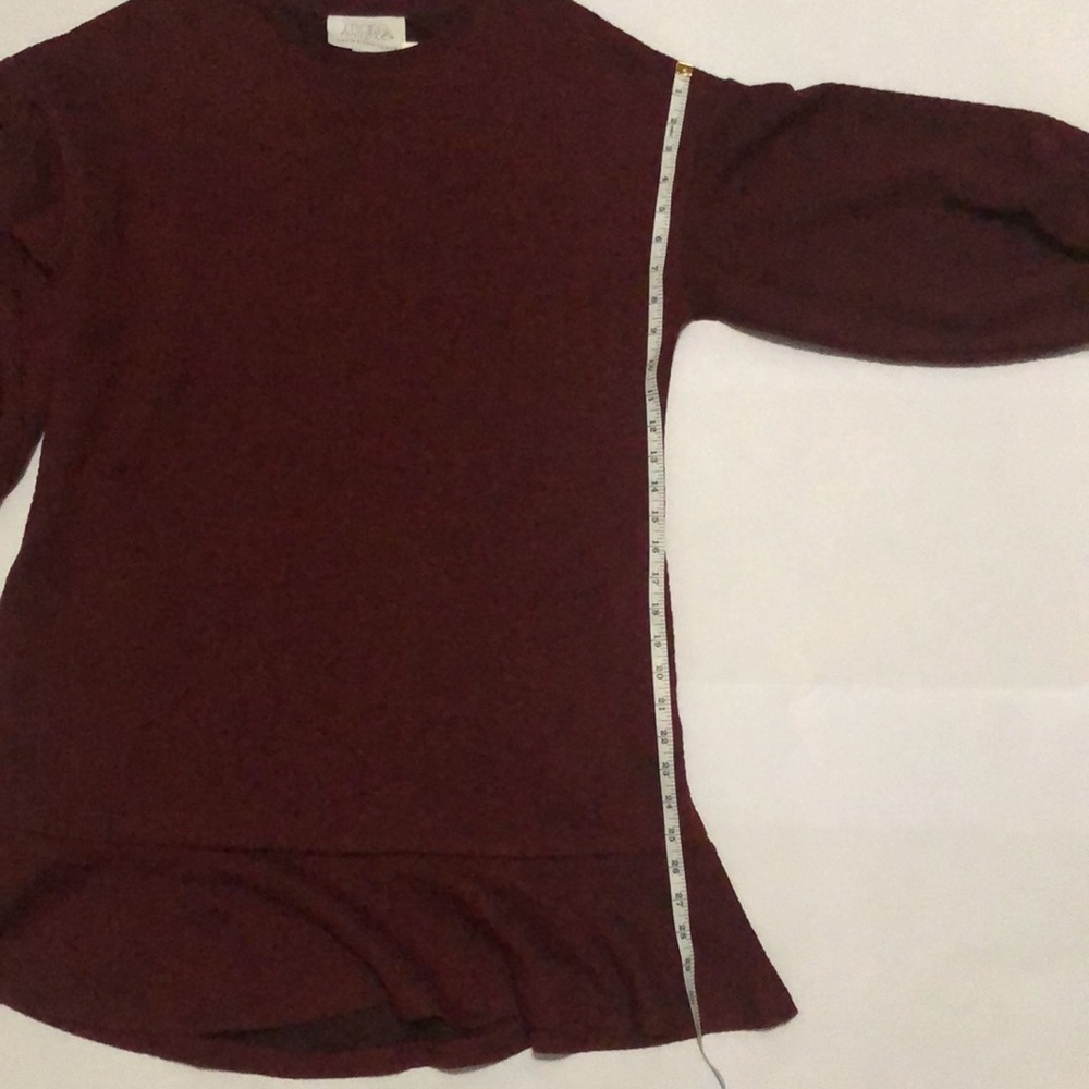 💙 S 💙 NWT Anthro Dress Wine Floral Texture Puffed Sleeves Tunic​ - Picture 9 of 10